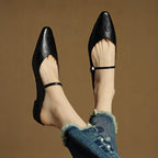 Layla | Women's Pointed-Toe Mary Jane Buckle-Strap Leather Mule Flats