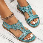 Victoria | Women's Rhinestone Embellished Boho Orthopedic Flat Sandals