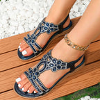 Victoria | Women's Rhinestone Embellished Boho Orthopedic Flat Sandals