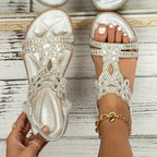 Victoria | Women's Rhinestone Embellished Boho Orthopedic Flat Sandals