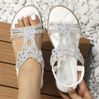 Victoria | Women's Rhinestone Embellished Boho Orthopedic Flat Sandals